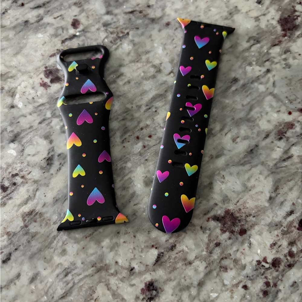 Colorful Heart Pattern Silicone Watch Band